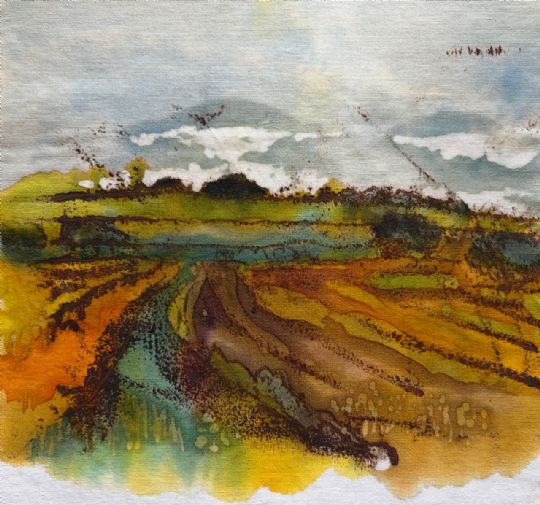 Photo 3 for Ancient stones and landscapes on fabric scroll/ book using Monoprint and batik